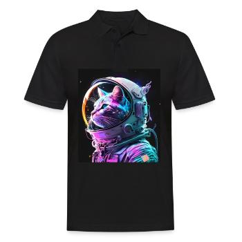 Cat Kitten Space Astronaut Cosmos Neon - Men's Polo Shirt - black - Front - Kai (181cm)