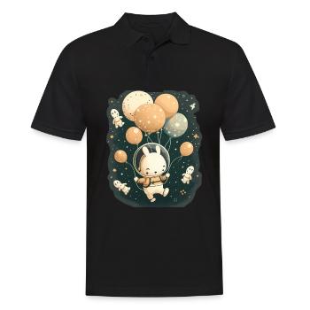 Süßer Hase Mit Luftballons Ostern Weltraum - Männer Poloshirt - Schwarz - Vorne - Kai (181cm)