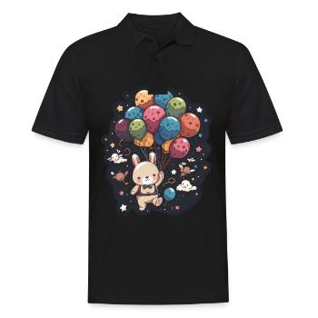 Süßer Hase Mit Luftballons Ostern Weltraum - Männer Poloshirt - Schwarz - Vorne - Kai (181cm)