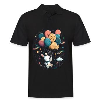 Süßer Hase Mit Luftballons Ostern Weltraum - Männer Poloshirt - Schwarz - Vorne - Kai (181cm)