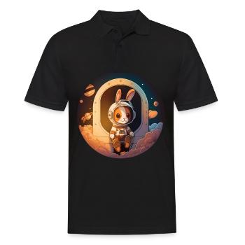 Süßer Hase Mit Luftballons Ostern Weltraum - Männer Poloshirt - Schwarz - Vorne - Kai (181cm)