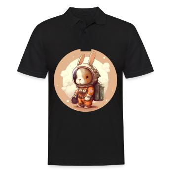 Cute bunny with balloons Easter space - Men's Polo Shirt - black - Front - Kai (181cm)