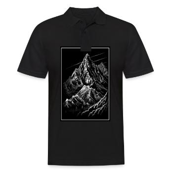 Randonnée Alpinisme Montagnes Outdoor Line Art - Polo Homme - noir - Devant - Kai (181cm)
