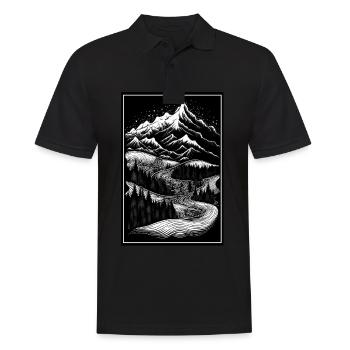 Randonnée Alpinisme Montagnes Outdoor Line Art - Polo Homme - noir - Devant - Kai (181cm)