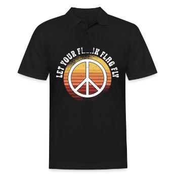 Hippie Peace Zeichen Frieden Blumen Blumenkind - Männer Poloshirt - Schwarz - Vorne - Kai (181cm)
