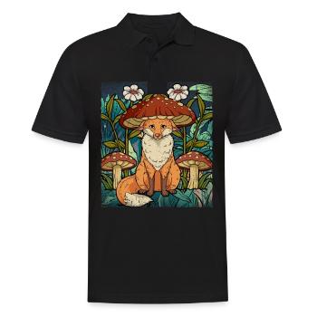 Cottagecore Fox - Men's Polo Shirt - black - Front - Kai (181cm)