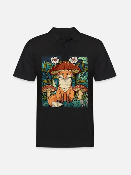 Cottagecore Fuchs - Männer Poloshirt - Schwarz