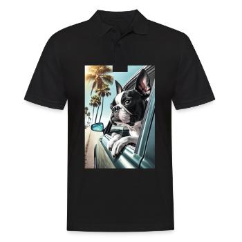 Boston Terrier Sunglasses Beach Palm Summer - Men's Polo Shirt - black - Front - Kai (181cm)