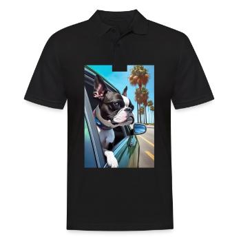 Bosten Terrier Sonnenbrille Strand Palmen Sommer - Männer Poloshirt - Schwarz - Vorne - Kai (181cm)