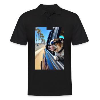 English Bulldog Sunglasses Beach Palms - Men's Polo Shirt - black - Front - Kai (181cm)