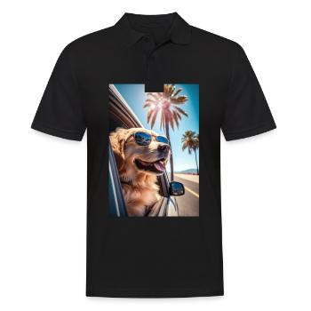 Golden Retriever Sunglasses Beach Palms - Men's Polo Shirt - black - Front - Kai (181cm)