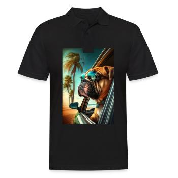 English Bulldog Sunglasses Beach Palm Trees - Men's Polo Shirt - black - Front - Kai (181cm)