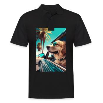 Golden Retriever Sunglasses Beach Palms - Men's Polo Shirt - black - Front - Kai (181cm)