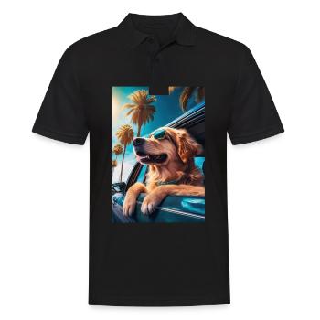 Golden Retriever Sunglasses Beach Palms - Men's Polo Shirt - black - Front - Kai (181cm)