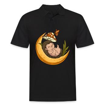 Cottagecore Igel - Männer Poloshirt - Schwarz - Vorne - Kai (181cm)