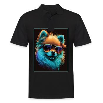 Miniature Spitz Pomeranian Sunglasses Glasses Dog - Men's Polo Shirt - black - Front - Kai (181cm)