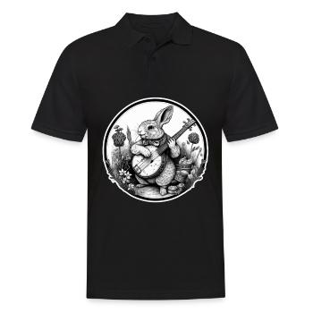 Rabbit Banjo Guitar Bunny Rabbit Easter Music - Men's Polo Shirt - black - Front - Kai (181cm)