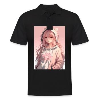 Anime Girl Waifu Japanese Aesthetic Kawaii Otaku - Männer Poloshirt - Schwarz - Vorne - Kai (181cm)