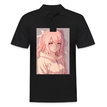 Anime Girl Waifu Esthétique Japonaise Kawaii Otaku - Polo Homme - noir - Devant - Kai (181cm)