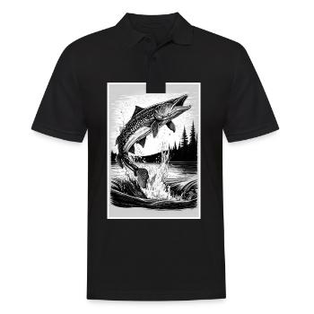 Angeln Hecht Raubfisch Fischen Anglerin Angler - Männer Poloshirt - Schwarz - Vorne - Kai (181cm)