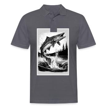 Angeln Hecht Raubfisch Fischen Anglerin Angler - Männer Poloshirt - Anthrazit - Vorne - Nico (186cm)