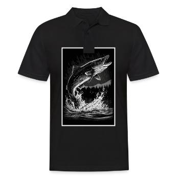 Angeln Hecht Raubfisch Fischen Anglerin Angler - Männer Poloshirt - Schwarz - Vorne - Kai (181cm)