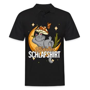 Offizielles Schlafshirt Katze Mond - Männer Poloshirt - Schwarz - Vorne - Kai (181cm)