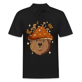 Cottagecore Bear - Men's Polo Shirt - black - Front - Kai (181cm)