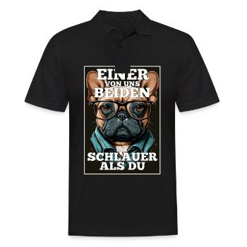 Eines von uns beiden ist schlauer Hund Mops Brille - Männer Poloshirt - Schwarz - Vorne - Kai (181cm)