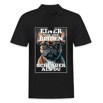 Eines von uns beiden ist schlauer Hund Mops Brille - Männer Poloshirt - Schwarz - Vorne - Kai (181cm)