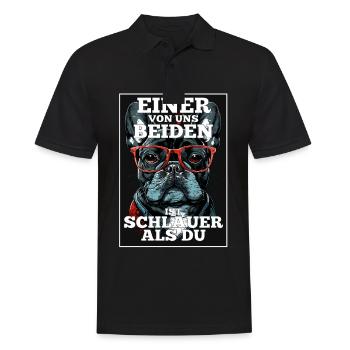 Eines von uns beiden ist schlauer Hund Mops Brille - Männer Poloshirt - Schwarz - Vorne - Kai (181cm)
