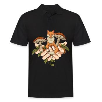 Cottagecore Fox - Men's Polo Shirt - black - Front - Kai (181cm)