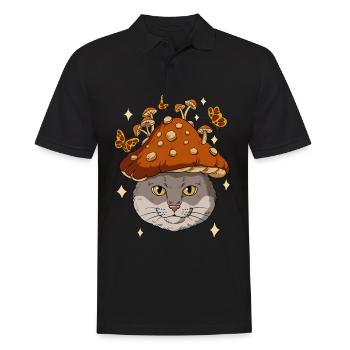 Cottagecore Cat - Men's Polo Shirt - black - Front - Kai (181cm)