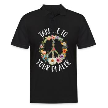Hippie Peace Zeichen Frieden Blumen Blumenkind - Männer Poloshirt - Schwarz - Vorne - Kai (181cm)