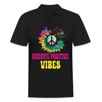 Hippie Peace Sign Peace Flowers Flower Child - Polo Homme - noir - Devant - Kai (181cm)