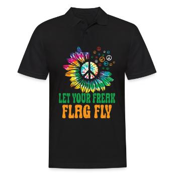 Hippie Peace Sign Peace Flowers Flower Child - Polo Homme - noir - Devant - Kai (181cm)