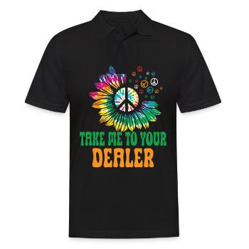 Hippie Peace Zeichen Frieden Blumen Blumenkind - Männer Poloshirt - Schwarz - Vorne - Kai (181cm)