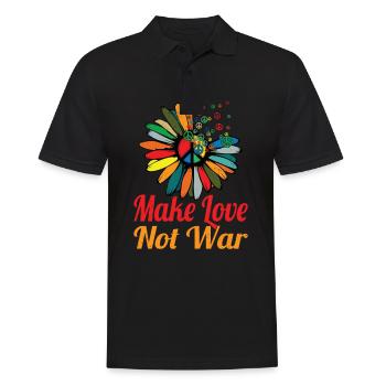 Hippie Paix Signe Paix Fleurs Fleur Enfant - Polo Homme - noir - Devant - Kai (181cm)