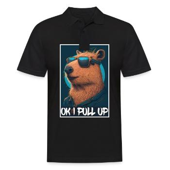 Capybara Capybara Cochon d’Inde Mèmes rongeurs - Polo Homme - noir - Devant - Kai (181cm)
