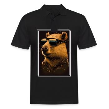 Capybara Capybara Cochon d’Inde Mèmes rongeurs - Polo Homme - noir - Devant - Kai (181cm)