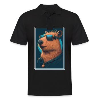 Capybara Capybara Cochon d’Inde Mèmes rongeurs - Polo Homme - noir - Devant - Kai (181cm)
