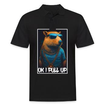 Capybara Capybara Cochon d’Inde Mèmes rongeurs - Polo Homme - noir - Devant - Kai (181cm)