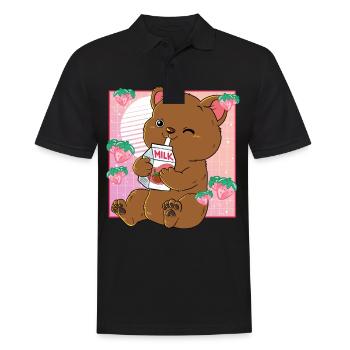 Kawaii Bear Lait de fraise - Polo Homme - noir - Devant - Kai (181cm)