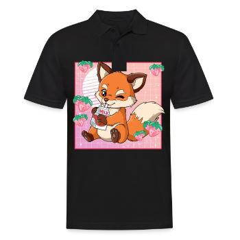 Kawaii Fox Lait de fraise - Polo Homme - noir - Devant - Kai (181cm)
