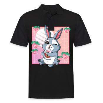 Kawaii Lait de fraise de lapin - Polo Homme - noir - Devant - Kai (181cm)