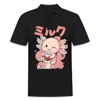 Kawaii Axolotl Lait de fraise - Polo Homme - noir - Devant - Kai (181cm)
