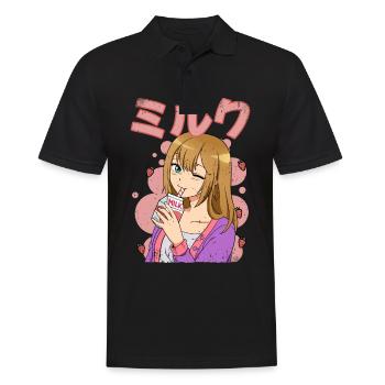 Kawaii Anime Girls Lait de fraise - Polo Homme - noir - Devant - Kai (181cm)