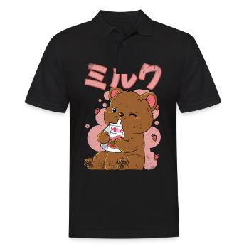 Kawaii Bear Lait de fraise - Polo Homme - noir - Devant - Kai (181cm)