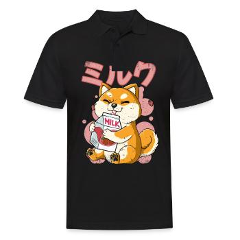 Kawaii Shiba Inu Chien Lait de fraise - Polo Homme - noir - Devant - Kai (181cm)
