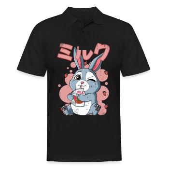 Kawaii Lait de fraise de lapin - Polo Homme - noir - Devant - Kai (181cm)